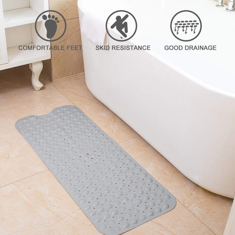 TreeBud Bathtub Mats for Shower Tub Non-Slip Bath Mat 39 x 16 Inch Extra Long Shower Mat, Bath Tub Mat for Bathroom with Machine Washable, BPA Free for Kids (Gray) - Image 5